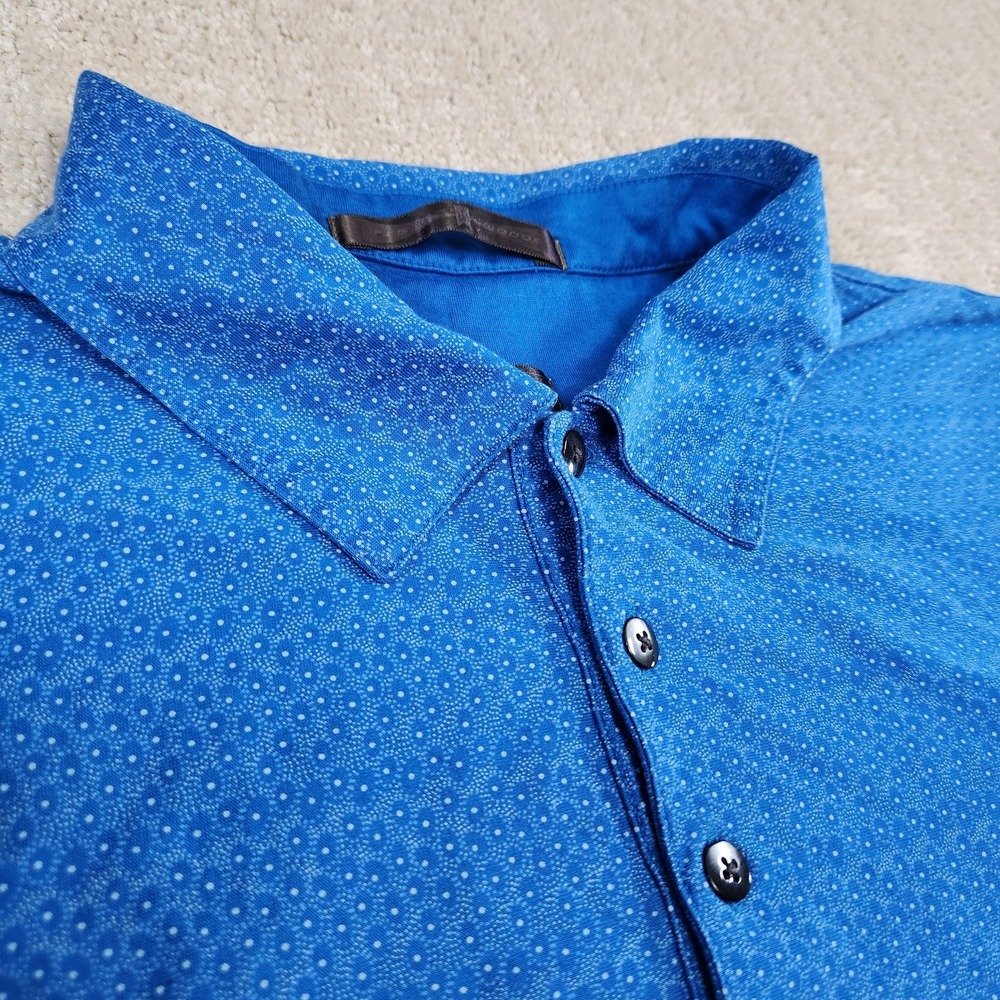 Vintage Nike Tiger Woods Polo Shirt Men XL Blue Geometric Cotton Wealth Golf